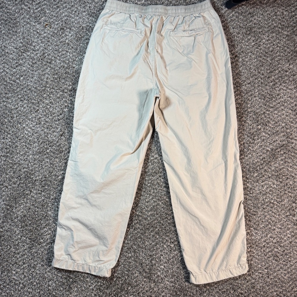 Size Medium Uniqlo Mens Relaxed Fit Cotton Beige Khaki Elastic Waist Pants - Picture 10 of 10